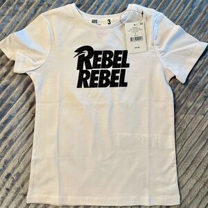 NWT- Bowie ⚡️Rebel Rebel Graphics  White Tee